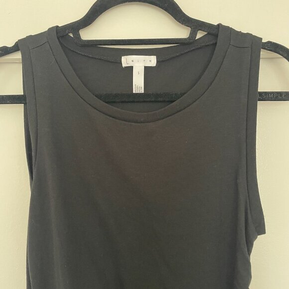 Leith Faux Wrap Sleeveless Classic Mini Dress in black - Picture 6 of 10